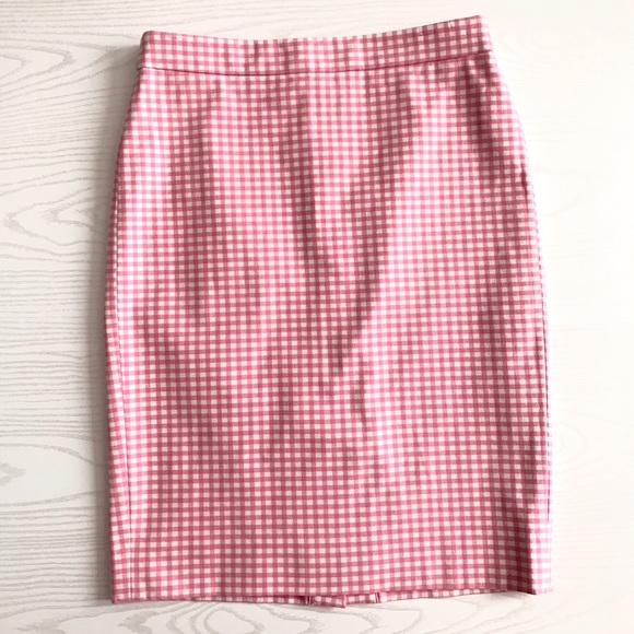 SOLD J. CREW  No 2 Pencil Skirt Pink in Gingham - Picture 5 of 8